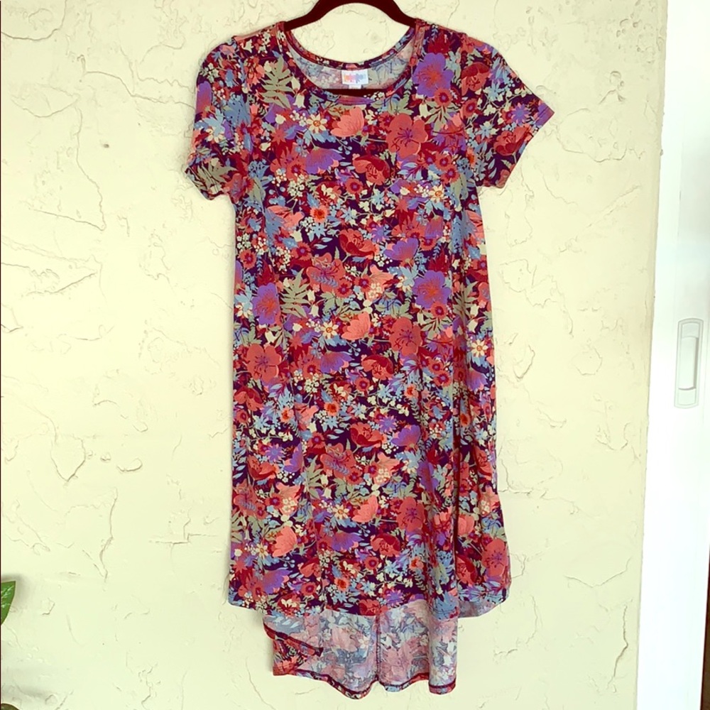 Lularoe Carly floral tee shirt dress XS stretchy